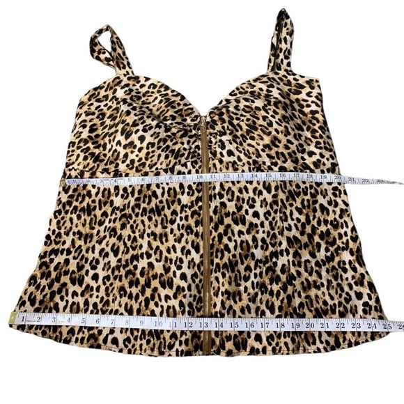 Sleeveless Leopard Print Spandex Zipper Front Sweetheart Strap Top 3XL size - Picture 11 of 14